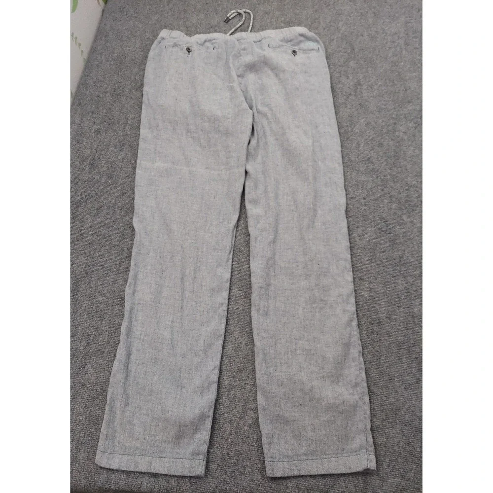 TOMMY BAHAMA Linen Pants Mens 2XL Blue Linen Cotton Stretch Drawstring Beach